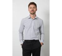 Burton Men's Light Grey Bold Stripes Easy Iron Slim Fit Long Sleeve Shirt | Size: 17 in