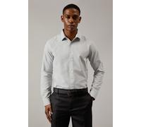 Burton Men's Light Grey Textured Tailored Fit Shirt in Green | Size: 14.5 in Burton Green 14.5 in