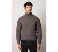 Burton Men's Mid Grey Marl Chunky Cable Roll Neck Jumper | Size: Large