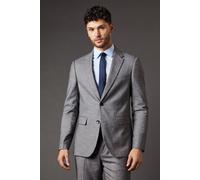 Burton Men's Mid Grey Sharkskin Slim Fit Suit Jacket | Size: 38R