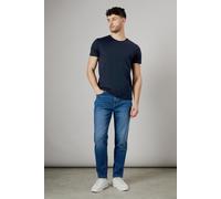 Burton Men's Mid Wash Stretch Tapered Fit Jeans in Mid Blue | Size: 34R Burton Mid Blue 34R