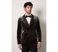 Burton Men's Moss Green Velvet Double Breasted Tuxedo Jacket in Khaki | Size: 38R