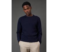 Burton Men's Navy Diamond Jacquard Crew Neck Jumper | Size: Small