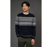 Burton Men's Navy Fairisle Placement Christmas Jumper | Size: Small Burton Navy S