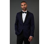 Burton Men's Navy Jacquard Shawl Collar Tailored Fit Tuxedo Jacket | Size: 38R