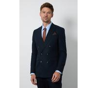Burton Men's Navy Linen Double Breasted Suit Jacket | Size: 42R