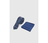 Burton Men's Navy Multi Floral Tie & Plain Pocket Square