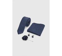 Burton Men's Navy Plain Tie, Pocket Square with Lapel Pin & Cufflink Box Set Burton Navy One Size