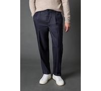 Burton Men's Navy Pleat Front Wide Leg Smart Trousers | Size: 30S