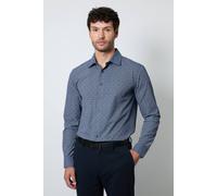 Burton Men's Navy Print Smart Slim Fit Long Sleeve Shirt | Size: 17 inches Burton Navy 17 inches