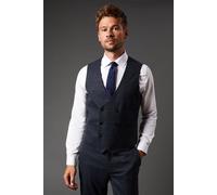Burton Men's Navy Slim Fit Tweed Look Check Waistcoat | Size: Small Burton Navy S