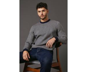 Burton Men's Navy Super Soft Knitted Geo Crew Neck Jumper | Size: Small Burton Navy S