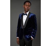 Burton Men's Navy Wide Lapel Velvet Tailored Fit Tuxedo Jacket | Size: 40R Burton Navy 40R