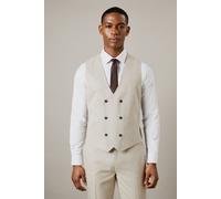 Burton Men's Neutral Semi Plain Double Breasted Waistcoat | Size: Medium Burton Neutral M