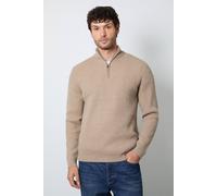 Burton Men's Oatmeal Soft Ribbed Half Zip Jumper | Size: Large