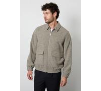 Burton Men's Oatmeal Textured Wool Rich Harrington Coat | Size: 2XL