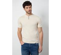 Burton Men's Off White Grandad Neck T-Shirt | Size: Small
