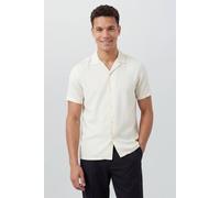 Burton Men's Off White Linen Blend Short Sleeve Resort Shirt in Off-White | Size: Large Burton Off-White L