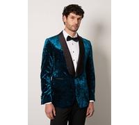 Burton Men's Petrol Velvet Shawl Collar Tailored Fit Tuxedo Jacket in Teal | Size: 38R