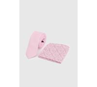 Burton Men's Pink Plain Tie & Ditsy Pocket Square Burton Pink One Size