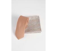 Burton Men's Pink Rust Tie with Ditsy Pocket Square Burton Pink One Size