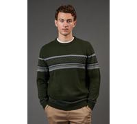 Burton Mens Jumper Green Striped Crew Neck Casual Pullover Versatile Comfortable