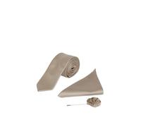 Burton Mens Plain Wedding Tie Set (One Size) (Champagne)