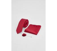 Burton Men's Red Tie With Pocket Square & Lapel Pin Burton Red One Size