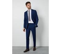 Burton Men's Royal Blue Textured Slim Fit Suit Trousers | Size: 34R Burton Blue 34R