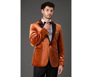 Burton Men's Rust Velvet Slim Fit Tuxedo Jacket | Size: 38R