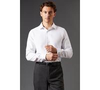 Burton Men's Slim Fit Basket Weave Smart Long Sleeve Shirt in White | Size: 15.5 in Burton White 15.5 in