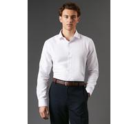 Burton Men's Slim Fit Long Sleeve Herringbone Shirt in White | Size: 15.5 in Burton White 15.5 in