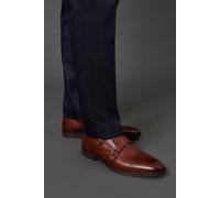 Burton Men's Tan Leather Smart Monk Strap Brogue Shoes | Size: 12 Burton Tan 12