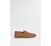Burton Men's Tan Perforated Leather Penny Loafers | Size: 8