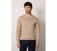 Burton Men's Taupe Knitted Long Sleeve Zip Neck Polo Shirt | Size: 2XL Burton Taupe 2XL