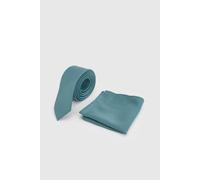 Burton Men's Teal Plain Tie & Pocket Square Burton Teal One Size