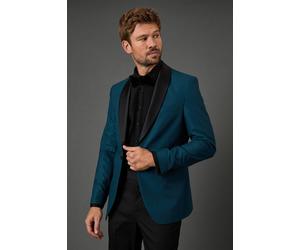Burton Men's Teal Shawl Collar Slim Fit Tuxedo Jacket | Size: 42R Burton Teal 42R