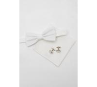 Burton Men's White Bow Tie, Pocket Square & Cufflink Set Burton White One Size
