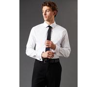 Burton Men's White Easy Iron Double Cuff Tailored Long Sleeve Shirt | Size: 14.5 in Burton White 14.5 in