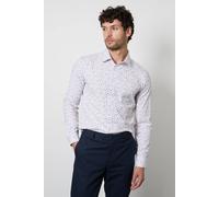 Burton Men's White Micro Floral Print Slim Fit Long Sleeve Shirt | Size: 15.5 in