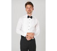Burton Men's White Pleat Front Slim Fit Long Sleeve Dress Shirt | Size: 15.5 in