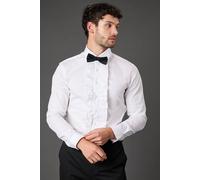 Burton Men's White Ruffle Front Slim Fit Long Sleeve Shirt | Size: 17.5 in Burton White 17.5 in