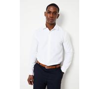 Burton Men's White Tailored Fit Basketweave Long Sleeve Shirt | Size: 14.5 in