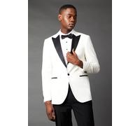 Burton White Tailored Fit Peak Collar Tuxedo Jacket white 40S