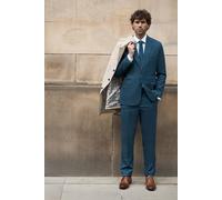 Burton Mid Blue Textured Stretch Slim Fit Suit Jacket mid blue 42R