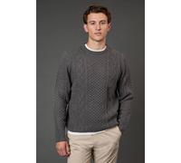 Burton Mid Grey Chunky Cable Crew Neck Jumper mid grey M