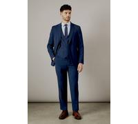 Burton Navy Blue Check Tailored Fit Trousers navy