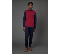 Burton Navy & Burgundy Long Sleeve And Jogger Set navy S