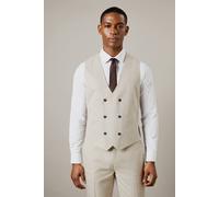 Burton Neutral Semi Plain Double Breasted Waistcoat