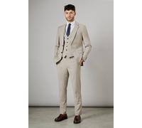 Burton Neutral Textured Slim Fit Suit Trousers